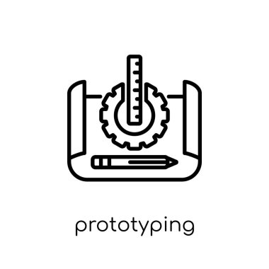 prototipleme simgesi. Modaya uygun modern düz doğrusal vektör prototipleme simgesine ince çizgi genel koleksiyon, düzenlenebilir anahattı kontur vektör çizim beyaz arka plan