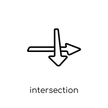 kavşak simgesi. Modaya uygun modern düz doğrusal vektör kavşak simgesi ince çizgi geometri koleksiyon, Anahat vektör çizim beyaz arka plan üzerinde