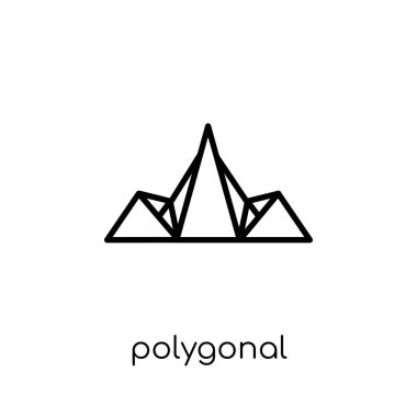 poligonal dağlar simgesi. Modaya uygun modern düz doğrusal vektör poligonal dağlar simgesine ince çizgi geometrisi koleksiyonu, Anahat vektör çizim beyaz arka plan