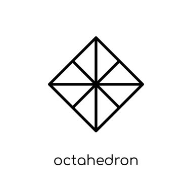 octahedron simgesi. Modaya uygun modern düz doğrusal vektör octahedron simgesi ince çizgi geometri koleksiyon, Anahat vektör çizim beyaz arka plan üzerinde