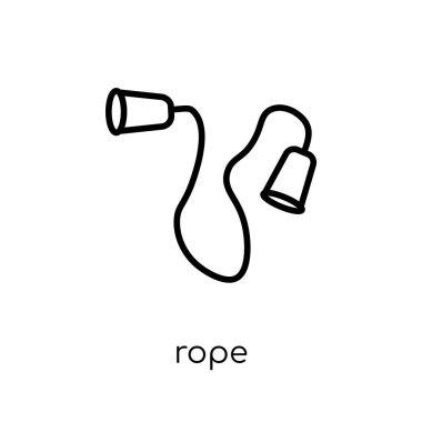 İp simgesi. Modaya uygun modern düz doğrusal vektör ip kutsal kişilerin resmi üstünde ince çizgi spor salonu beyaz arka plan ve fitness koleksiyonu, düzenlenebilir anahattı kontur vektör çizim