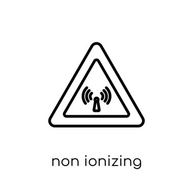 Sigara iyonize radyasyon simgesi. Modaya uygun modern düz doğrusal vektör sigara iyonize radyasyon simgesine ince çizgi sağlık beyaz arka plan ve tıbbi koleksiyonu, Anahat vektör çizim