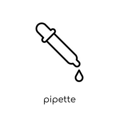 Pipet simgesi. Modaya uygun modern düz doğrusal vektör pipet kutsal kişilerin resmi üstünde ince çizgi sağlık beyaz arka plan ve tıbbi koleksiyonu, düzenlenebilir anahattı kontur vektör çizim