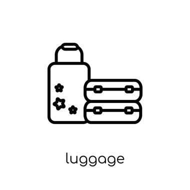 Bagaj simgesi. Modaya uygun modern düz doğrusal vektör Bagaj simgesi ince çizgi Hotel Collection, Anahat vektör çizim beyaz arka plan üzerinde