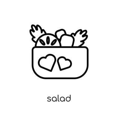 salata simgesi. Modaya uygun modern düz doğrusal vektör salata simgesi ince çizgi Restoran Collection, Anahat vektör çizim beyaz arka plan üzerinde