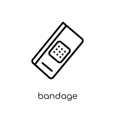 bandaj simgesi. Modaya uygun modern düz doğrusal vektör bandaj simgesi ince çizgi Collection, Anahat vektör çizim beyaz arka plan üzerinde