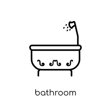 banyo simgesi. Modaya uygun modern düz doğrusal vektör banyo simgesi ince çizgi Collection, Anahat vektör çizim beyaz arka plan üzerinde
