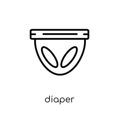 Bebek bezi simgesi. Modaya uygun modern düz doğrusal vektör çocuk bezi simgesi ince çizgi Collection, Anahat vektör çizim beyaz arka plan üzerinde