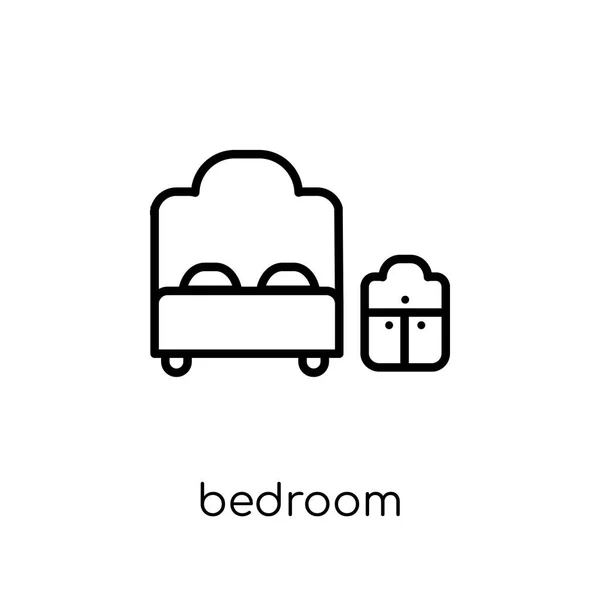 Schlafzimmersymbol Trendige Moderne Flache Lineare Vektor Schlafzimmer Symbol Auf Weißem — Stockvektor