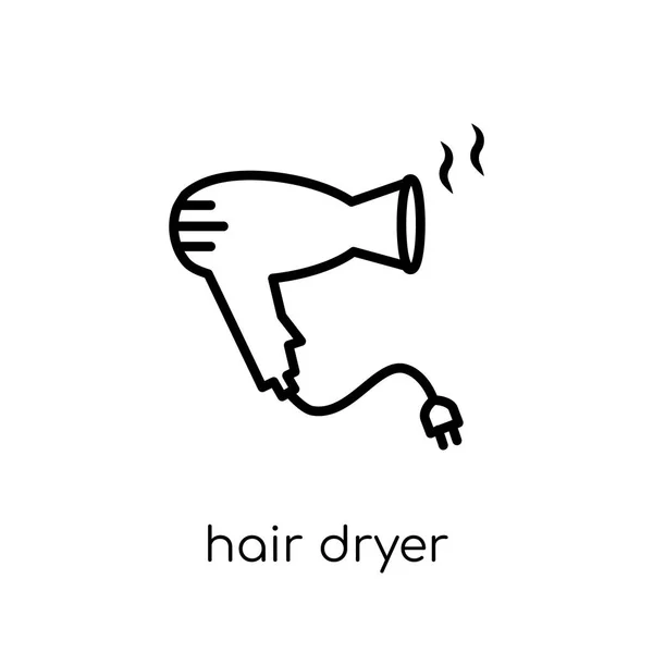 髪ドライヤー アイコン トレンディな近代的なフラット線形ベクトル細い線の家具から白い背景の髪乾燥機アイコンと家庭用コレクション 概要のベクトル図 — ストックベクタ