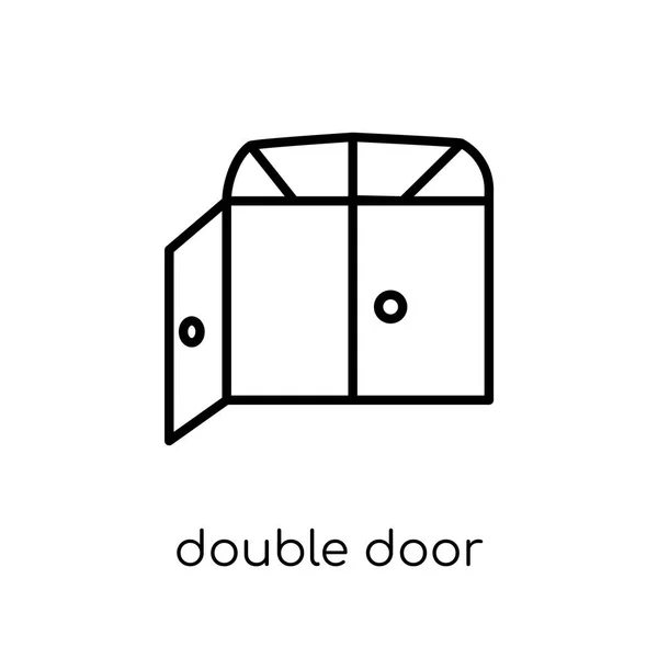 Icono Puerta Doble Moderno Moderno Vector Lineal Plano Doble Puerta — Vector de stock