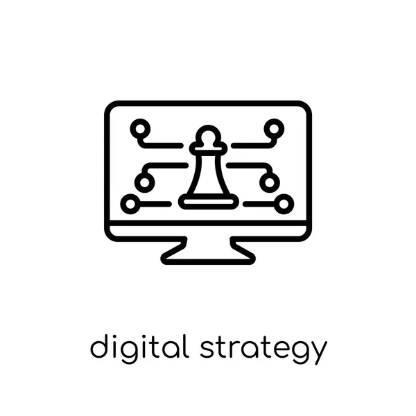 Ícone Estratégia Digital Ícone Estratégia Digital Vetorial Linear Plano Moderno —  Vetores de Stock