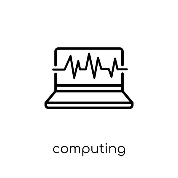 Ikonen För Computing Teknik Trendiga Moderna Platt Linjär Vektor Computing — Stock vektor