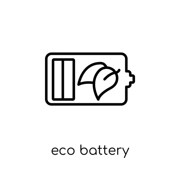 エコ電池アイコン トレンディな近代的なフラット線形ベクトル細い線一般的なコレクション 編集可能なアウトラインのストロークのベクトル図から白い背景のエコ電池アイコン — ストックベクタ