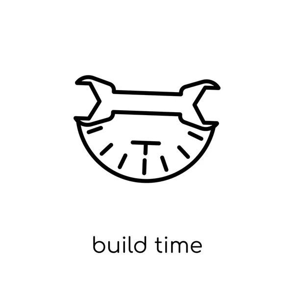 Bygga Tid Ikonen Trendiga Moderna Platt Linjär Vektor Bygga Tid — Stock vektor