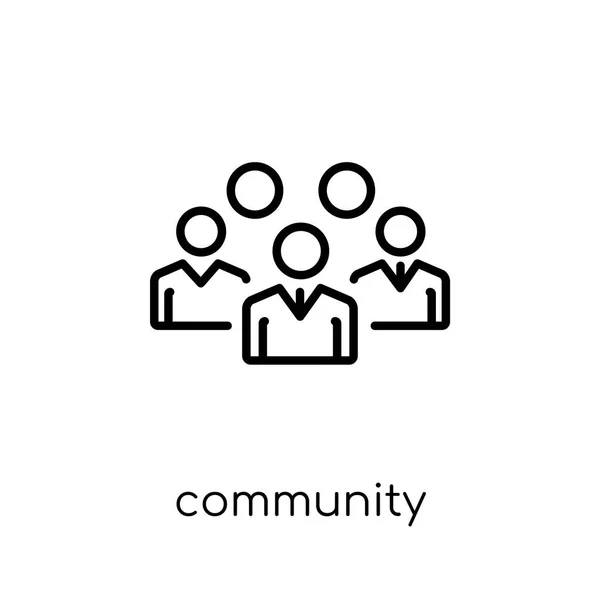 Community Icon Trendy Modern Flat Linear Vector Community Icon White — Stock Vector