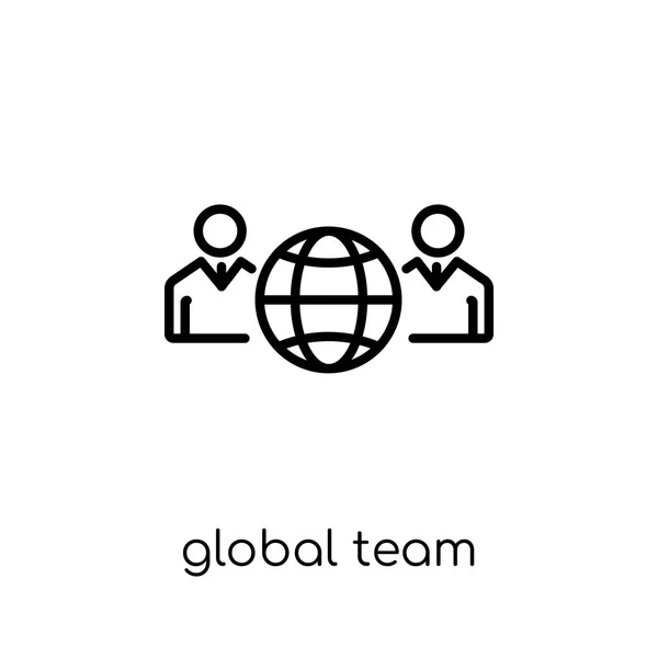 Global Team Icon Trendy Modern Flat Linear Vector Global Team — Stock Vector