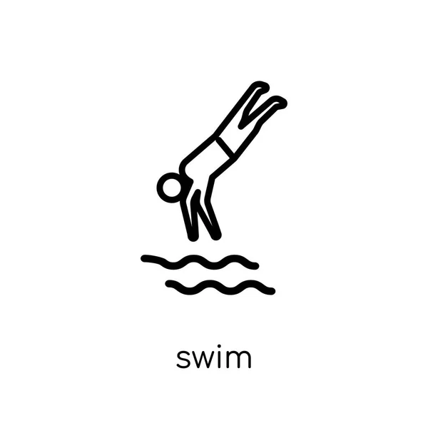 Schwimmeikone Trendige Moderne Flache Lineare Vektor Schwimm Ikone Auf Weißem — Stockvektor
