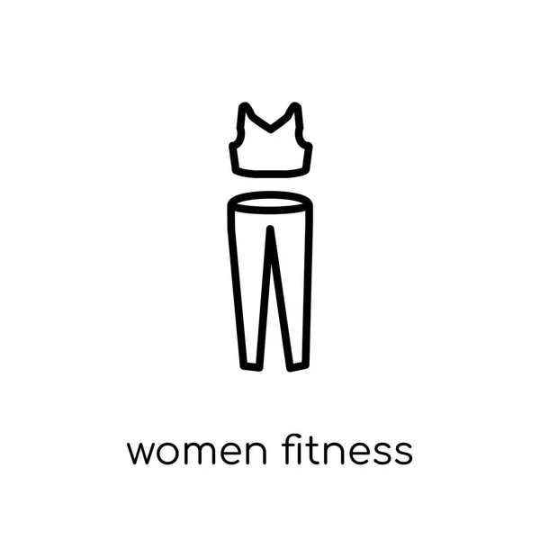 Mulheres Fitness Vestuário Ícone Moda Moderna Plana Linear Vetor Mulheres — Vetor de Stock