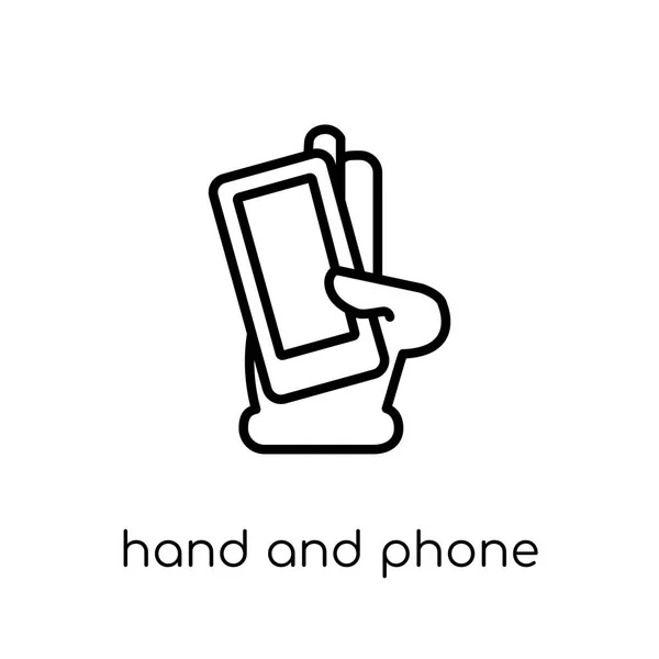 Значок Рука Телефон Модный Современный Плоский Линейный Вектор Рука Телефон — стоковый вектор