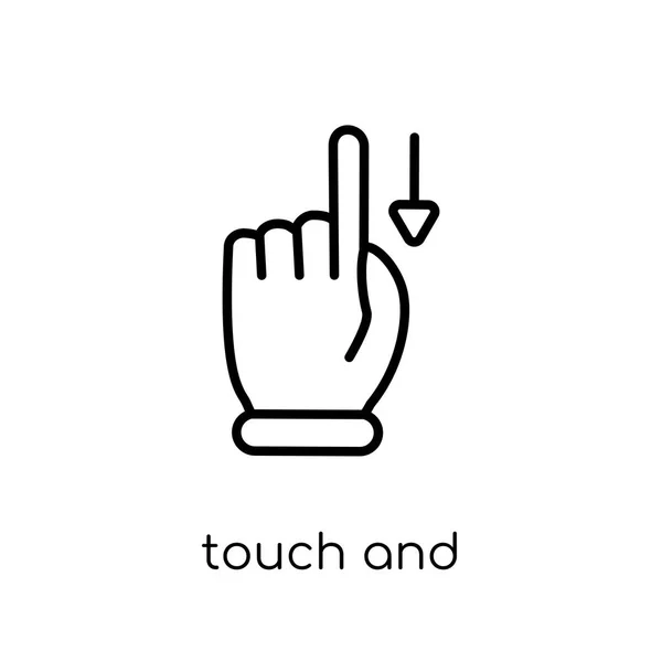 Touch Downward Sliding Gesture Icon Trendy Modern Flat Linear Vector — Stock Vector