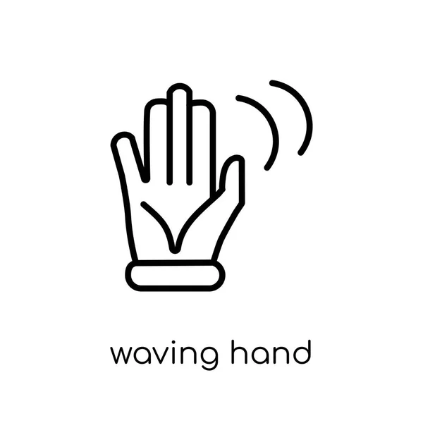 Winkende Hand Trendige Moderne Flache Lineare Vektor Winkt Hand Symbol — Stockvektor