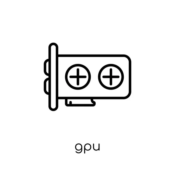 Gpu 时尚现代平面线性向量 Gpu 图标在白色背景从细线硬件汇集 可编辑的轮廓笔画向量例证 — 图库矢量图片
