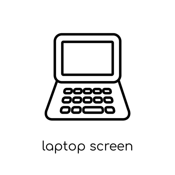 ノート パソコンの画面のアイコン 細い線ハードウェア コレクション 編集可能なアウトラインのストロークのベクトル図から白い背景のトレンディなモダンなフラット線形ベクトル ラップトップ画面アイコン — ストックベクタ
