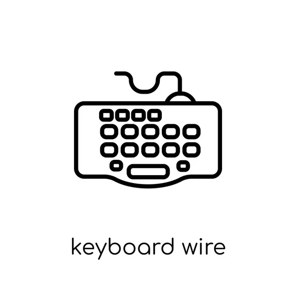 キーボード ワイヤ アイコン 細い線ハードウェア コレクション 編集可能なアウトラインのストロークのベクトル図から白い背景のトレンディなモダンなフラット線形ベクトル キーボード ワイヤ アイコン — ストックベクタ