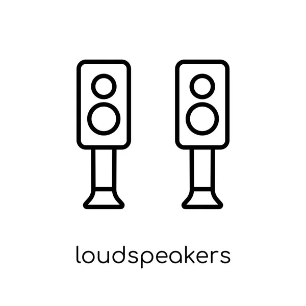 Loudspeakers Icon Trendy Modern Flat Linear Vector Loudspeakers Icon White — Stock Vector