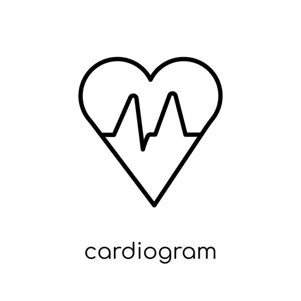 Cardiogram Ikonra Divatos Modern Lakás Lineáris Vektor Cardiogram Ikon Fehér — Stock Vector