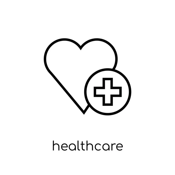 Healthcare Icon Trendy Modern Flat Linear Vector Healthcare Icon White — Stock Vector