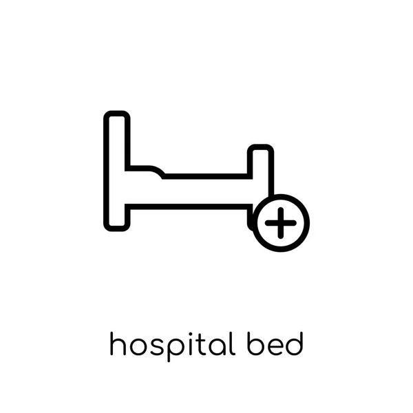 医院床位图标 时尚现代扁平线性向量医院床图标在白色背景从细线健康和医疗汇集 可编辑的概述中风向量例证 — 图库矢量图片