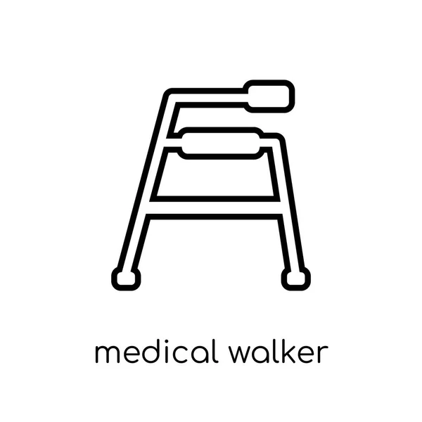 医疗步行者图标 时尚现代平面线性向量医疗步行者图标在白色背景从细线健康并且医疗汇集 可编辑的概述冲程向量例证 — 图库矢量图片