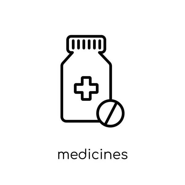 Ícone Medicamentos Vetor Linear Plano Moderno Moda Ícone Medicamentos Fundo — Vetor de Stock