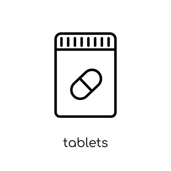 Ikona Tabletki Modny Nowoczesny Wektor Liniowych Płaskich Tabletek Ikona Białym — Wektor stockowy