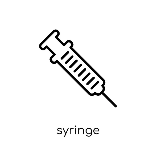 Syringe Icon Trendy Modern Flat Linear Vector Syringe Icon White — Stock Vector