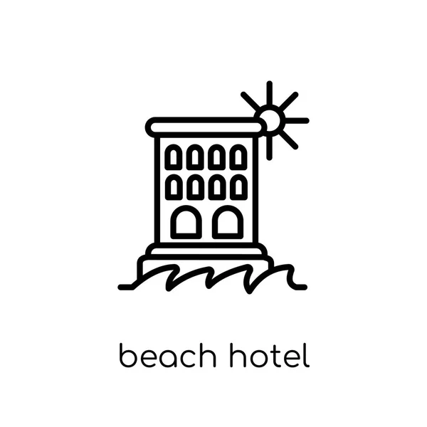 Beach Hotel Icon Trendy Modern Flat Linear Vector Beach Hotel — Stock Vector
