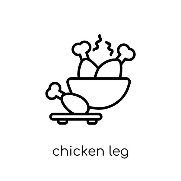 鶏足のアイコン 細い線のレストラン コレクション 概要のベクトル図から白い背景の上のモダンなフラット線形ベクトル鶏脚アイコンはトレンディです — ストックベクタ