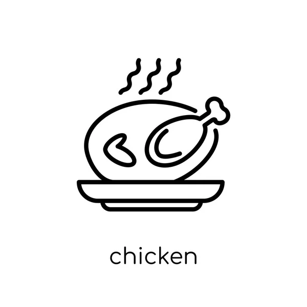 Chicken Icon Trendy Modern Flat Linear Vector Chicken Icon White — Stock Vector