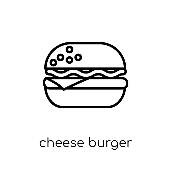 Cheese Burger Ikony Modny Nowoczesny Liniowych Płaskich Wektor Ser Burger — Wektor stockowy