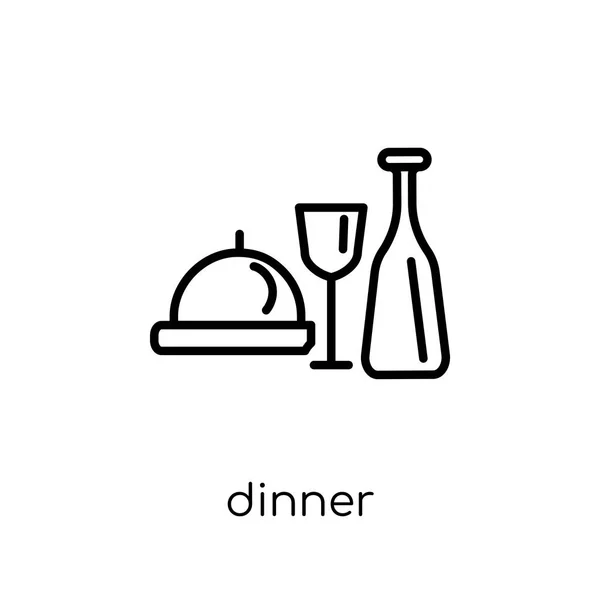 Икона Обеда Модные Современные Плоские Линейные Векторные Ужин Значок Белом — стоковый вектор
