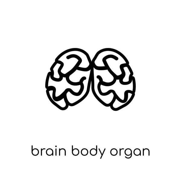 脳ボディ臓器アイコン トレンディなモダンなフラット線形ベクトル人間体パーツ コレクション 編集可能なアウトライン ストローク ベクター画像の細い線から白い背景の脳ボディ臓器アイコン — ストックベクタ