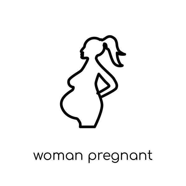 Woman Pregnant Icon Trendy Modern Flat Linear Vector Woman Pregnant — Stock Vector