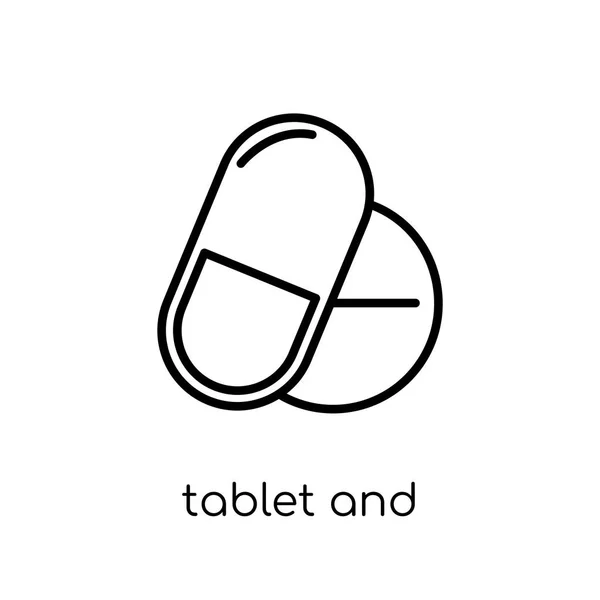 Tablet Cápsula Medicamentos Ícone Trendy Moderno Plano Linear Vetor Tablet — Vetor de Stock