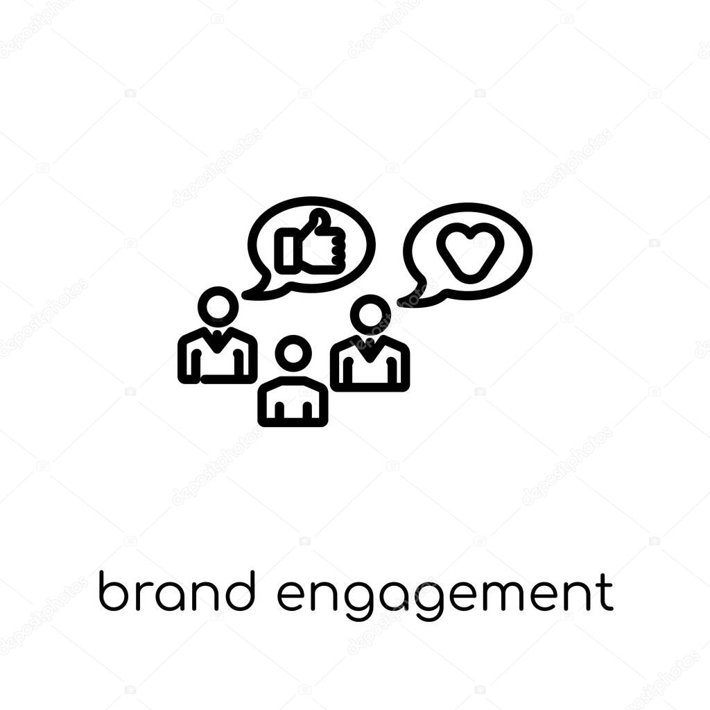 brand engagement icon. Trendy modern flat linear vector brand engagement icon on white background from thin line general collection, editable outline stroke vector illustration
