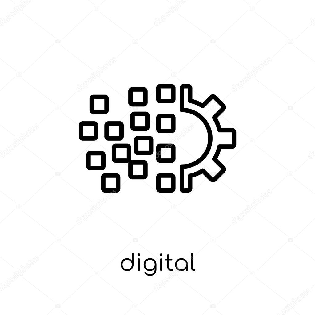 digital transformation icon. Trendy modern flat linear vector digital transformation icon on white background from thin line general collection, editable outline stroke vector illustration