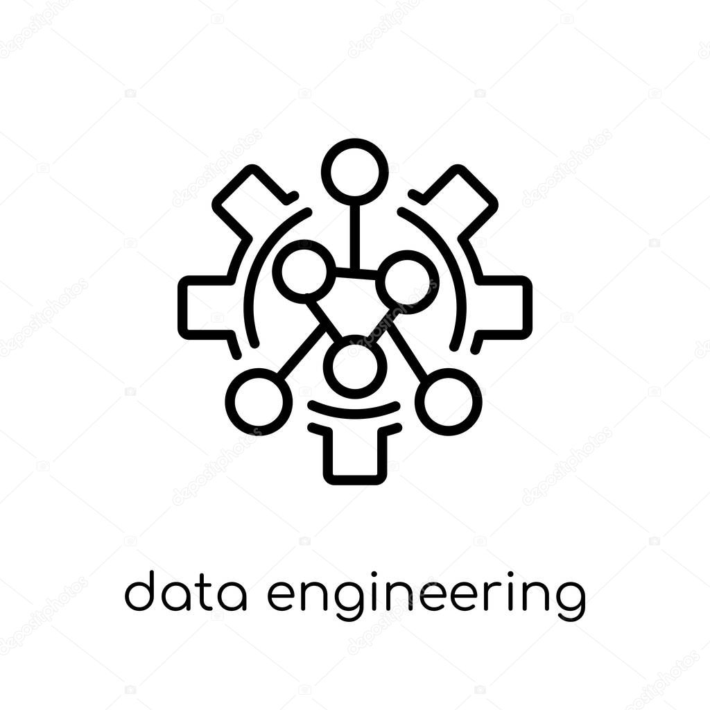 data engineering icon. Trendy modern flat linear vector data engineering icon on white background from thin line general collection, editable outline stroke vector illustration