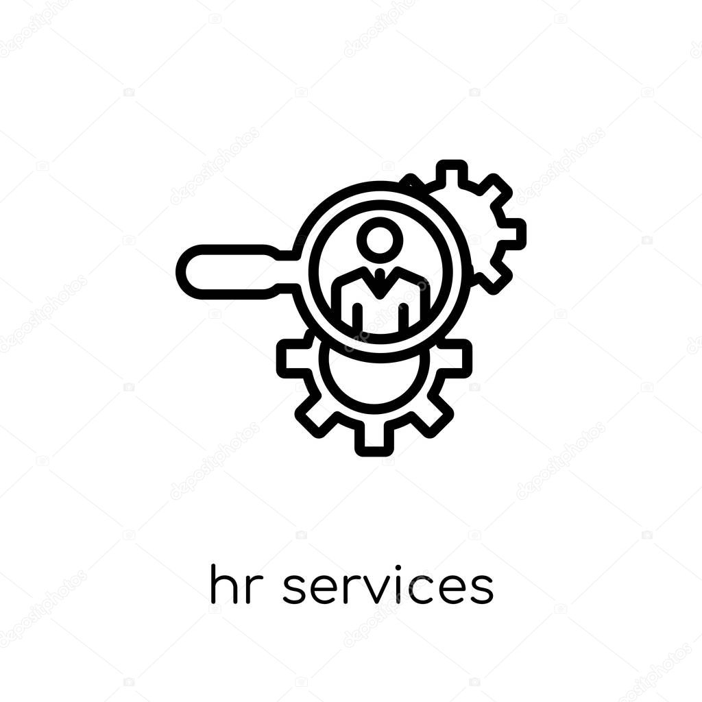 hr services icon. Trendy modern flat linear vector hr services icon on white background from thin line general collection, editable outline stroke vector illustration