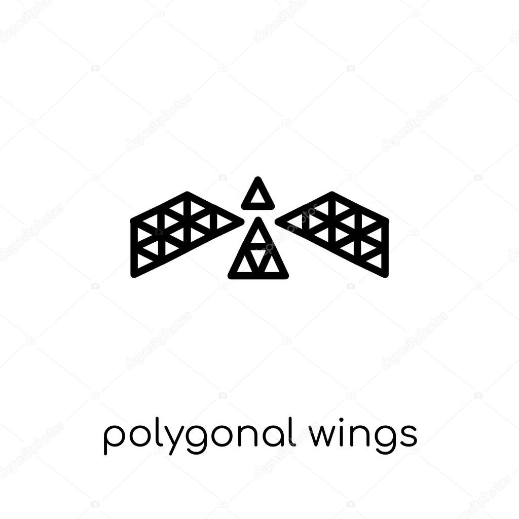 Polygonal wings icon. Trendy modern flat linear vector polygonal wings icon on white background from thin line Geometry collection, outline vector illustration